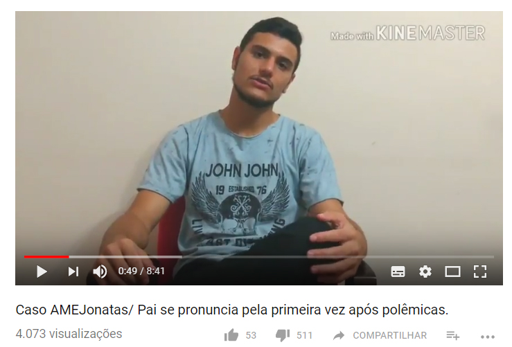 Renato Openkoski, pai de Jonatas, grava vídeo se defendendo e posta em redes sociais