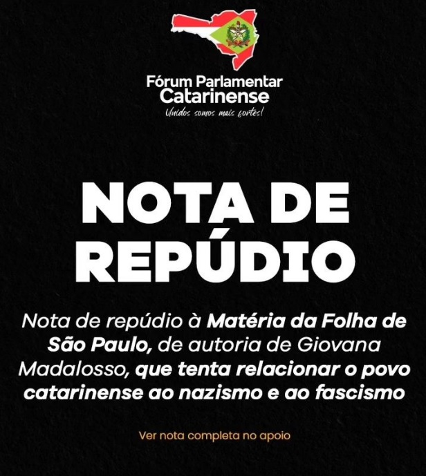 Fórum Parlamentar Catarinense emite nota de repúdio a texto associando ...