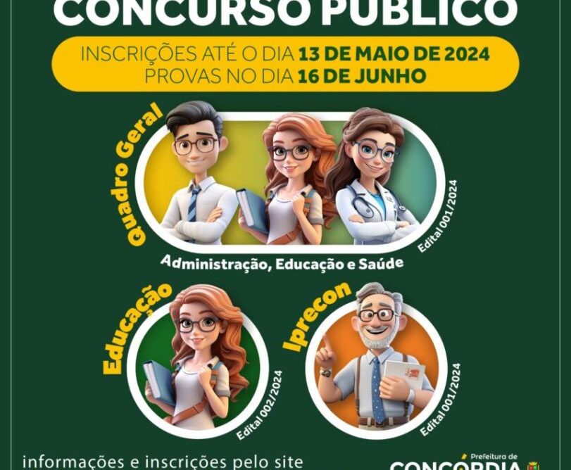 Concurso Público da Prefeitura de Concórdia recebe inscrições até 13 de maio