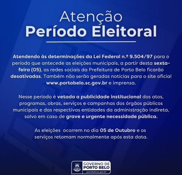 Porto Belo irá desativar, temporariamente, as redes sociais institucionais